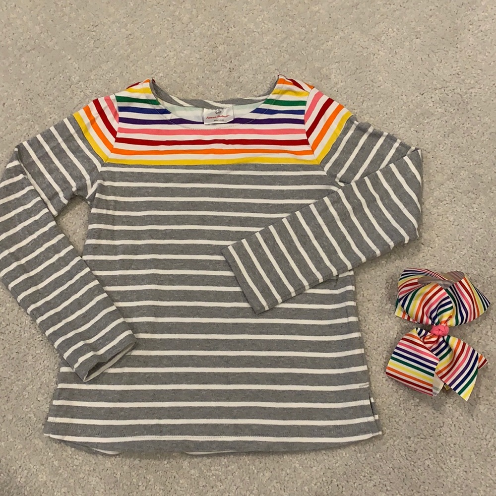 EUC Rainbow Top and Bow Hanna Andersson